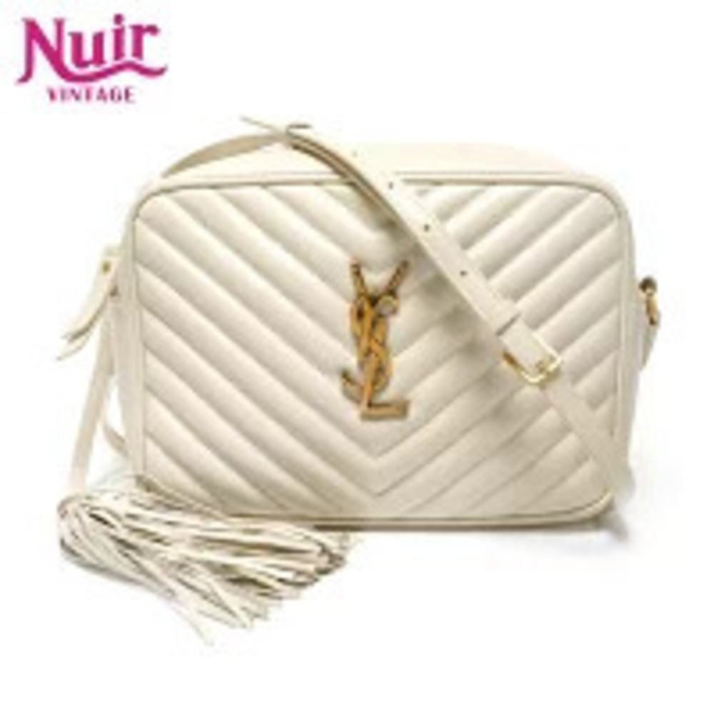 Yves Saint Laurent Lou Camera Bag YSL logo Off white shoulder White